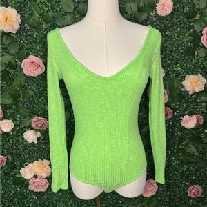 Neon Green Ribbed Bodysuit